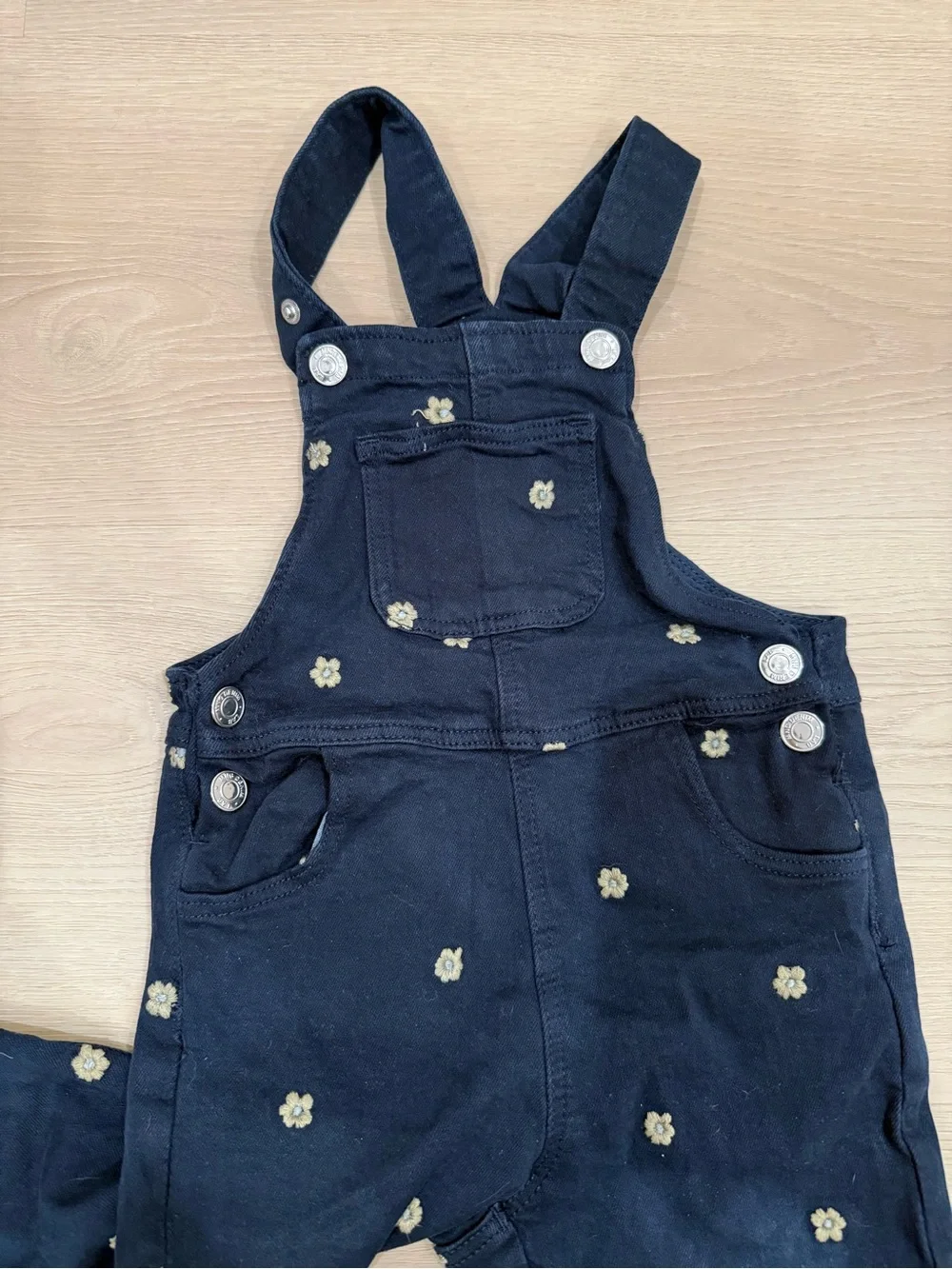 Mango Navy Floral Embroidered Toddler Overalls